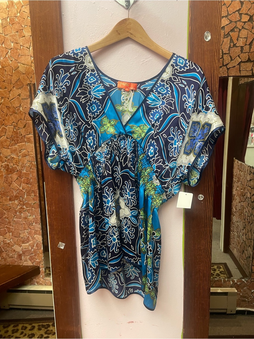 Hale Bob Navy and Teal Floral V-Neck Tunic